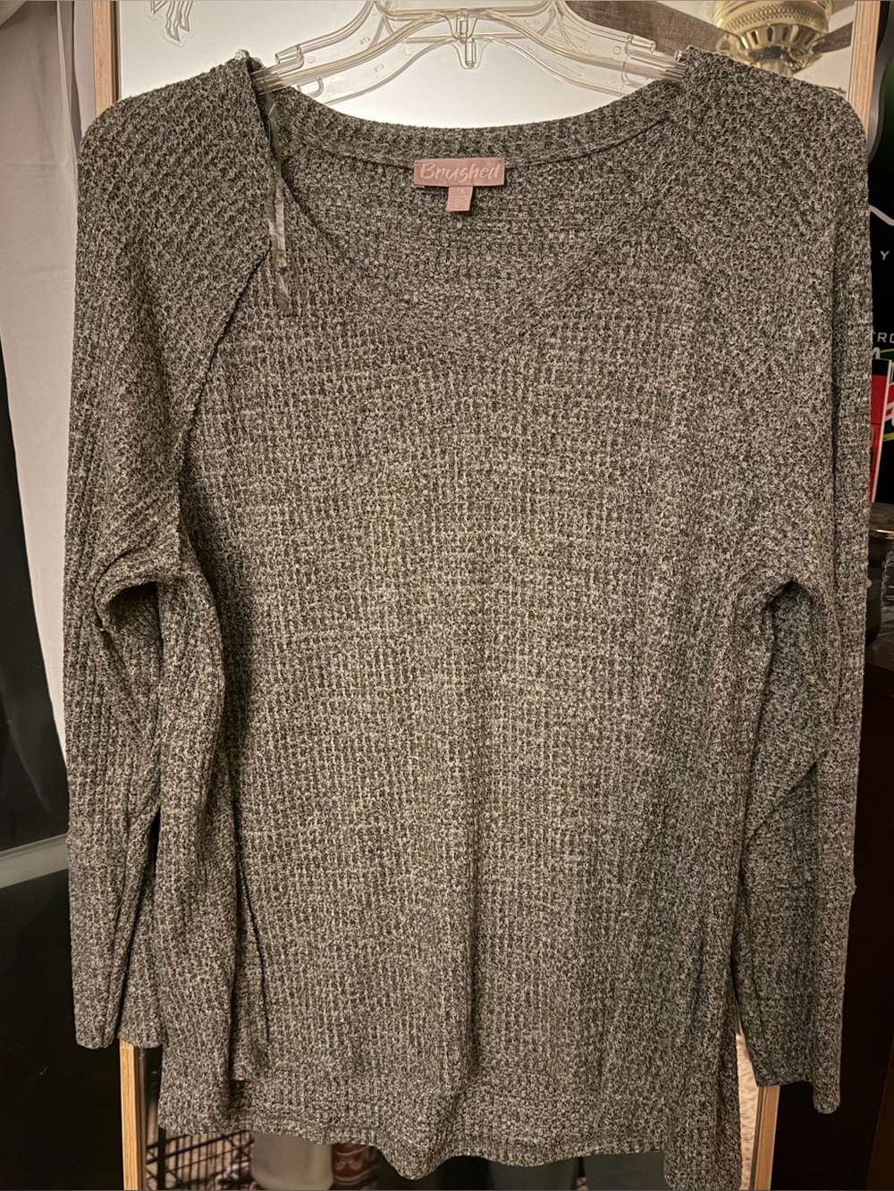 Brushed Knit Long Sleeve Sweater Gray